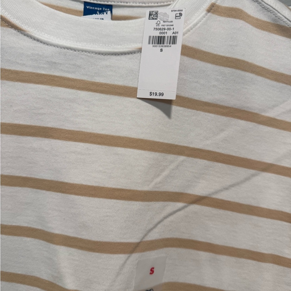 Old Navy Vintage Striped Tee Tan and White Size Small NWT - Picture 4 of 4